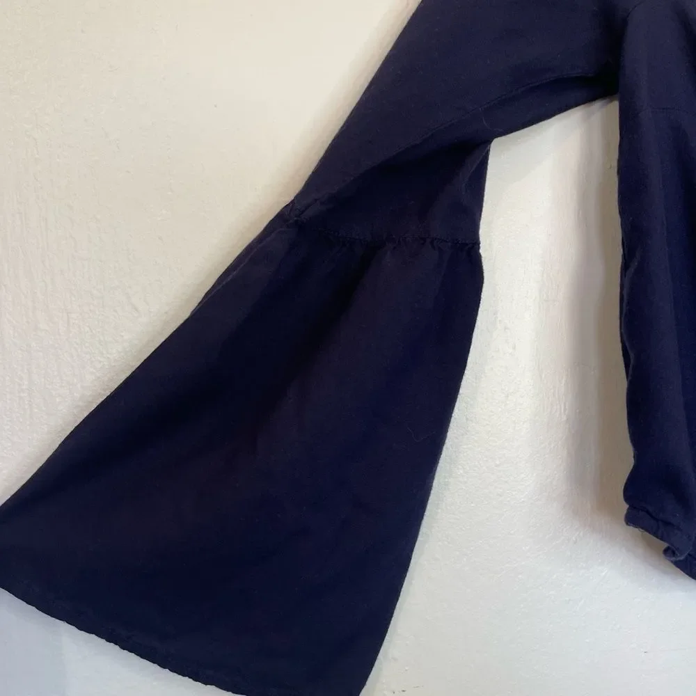 Rue21 Blue Crop Top with Lace Detail & Bell Sleeves - Picture 4 of 5